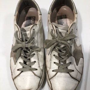 Golden Goose White and Gray Star Sneakers